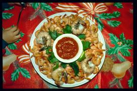 USA Weihnachten 1993/1994/New Year's Eve 1994/shrimps/catsup sauce USA Weihnachten 1993/1994/New Year's Eve 1994/shrimps/catsup sauce