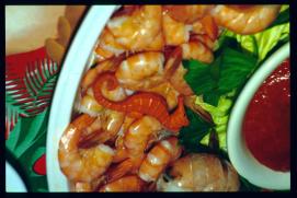 USA Weihnachten 1993/1994/New Year's Eve 1994/shrimps/catsup sauce/plastic seahorse USA Weihnachten 1993/1994/New Year's Eve 1994/shrimps/catsup sauce/plastic seahorse